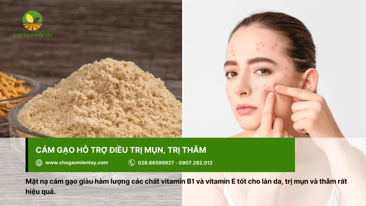 Công dụng của cám gạo là trị mụn, trị thâm