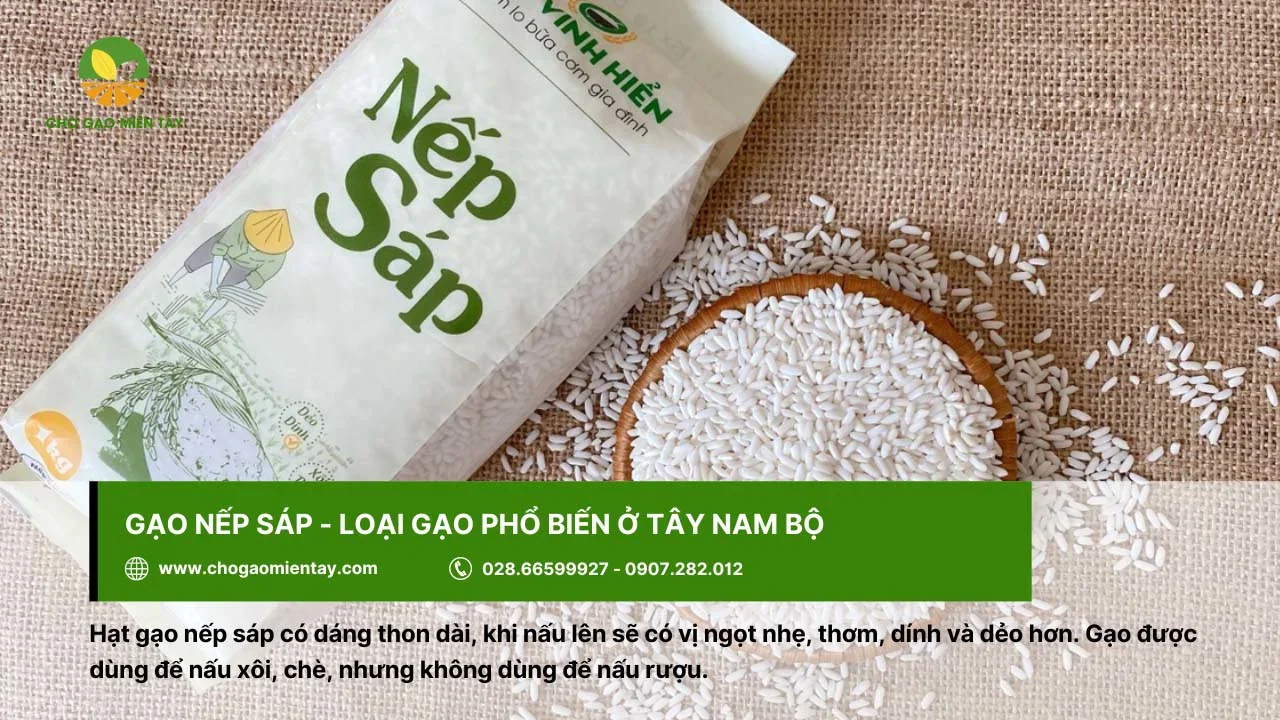 Gạo nếp sáp thơm, thon dài