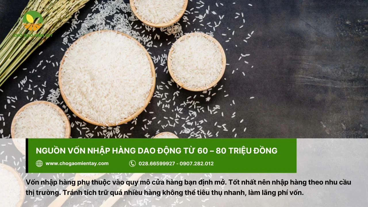 Nguồn vốn nhập hàng dao động từ 60 – 80 triệu đồng