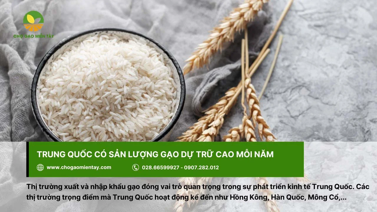 Trung Quốc có sản lượng gạo dự trữ cao mỗi năm