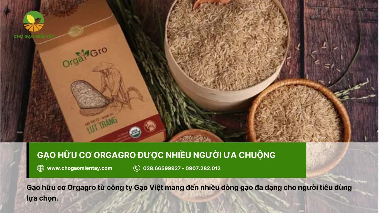 Gạo hữu cơ Orgagro có bao bì đẹp mắt
