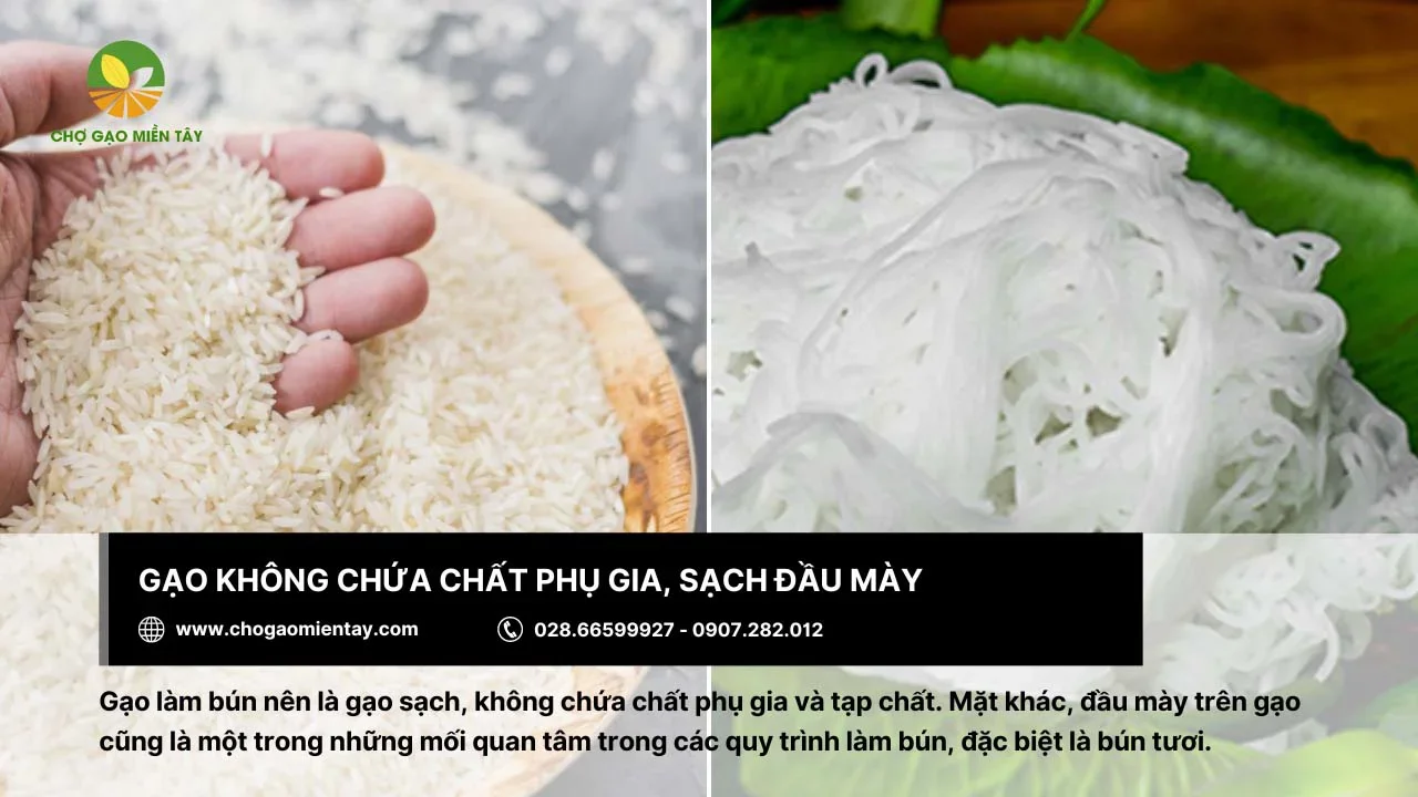 Gạo làm bún không chứa chất phụ gia và cần chọn loại sạch đầu mày