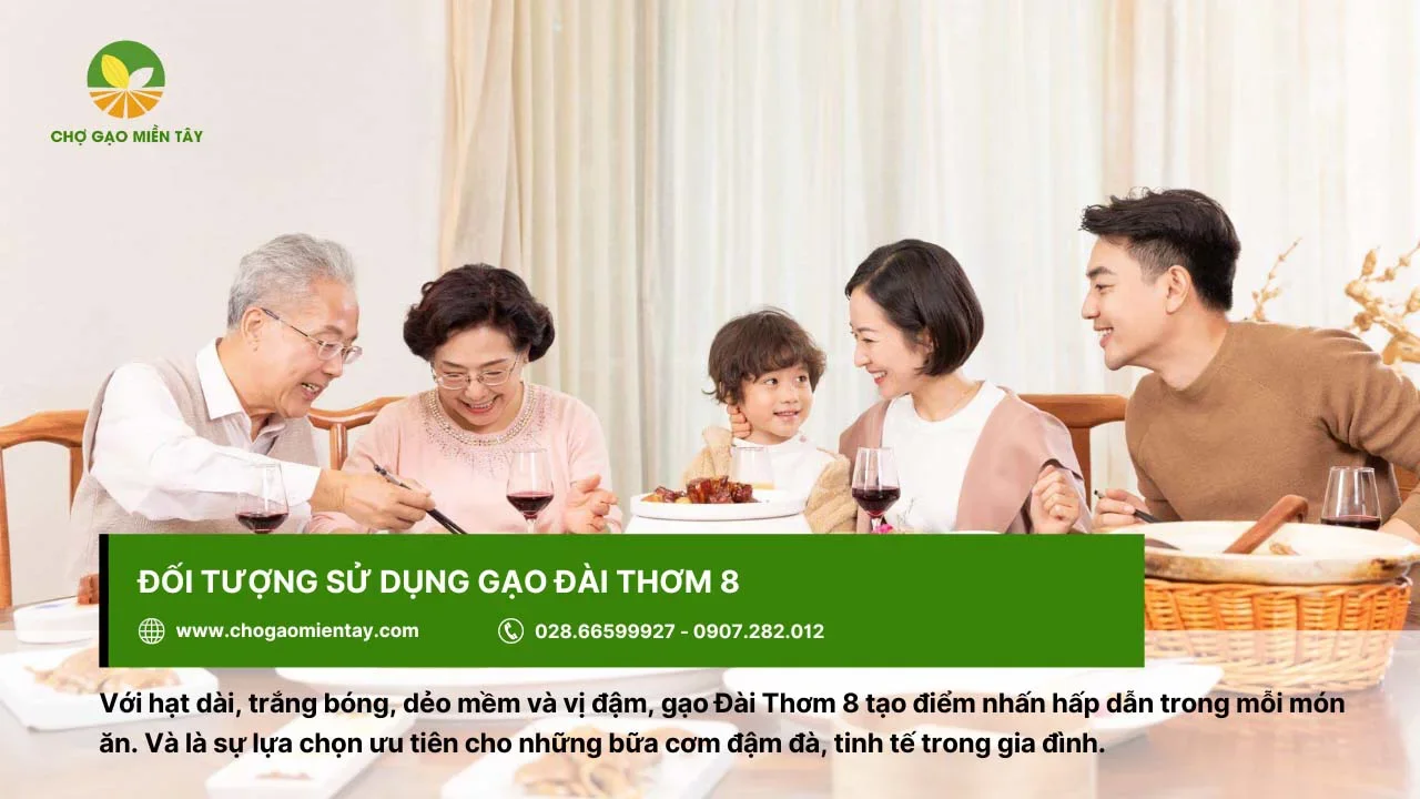 Nhiều gia đình lựa chọn gạo Đài Thơm 8 để sử dụng cho bữa cơm hàng ngày