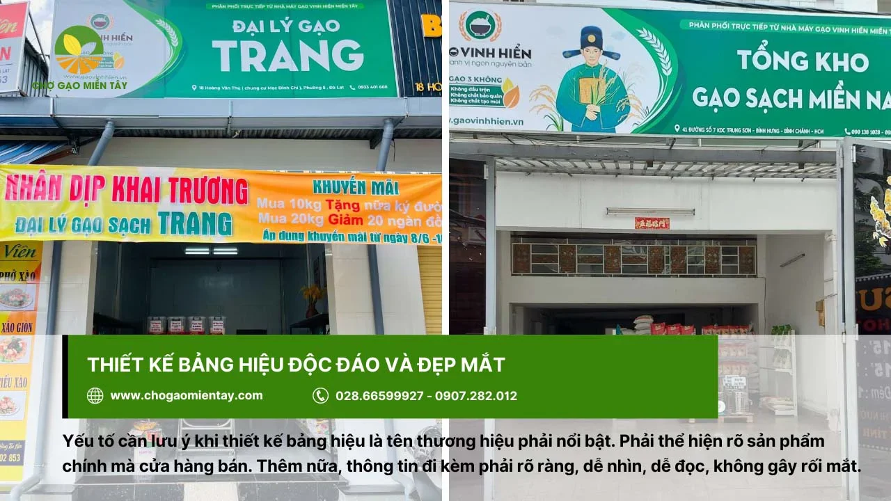 Bảng hiệu cửa hàng gạo cần được thiết kế thu hút