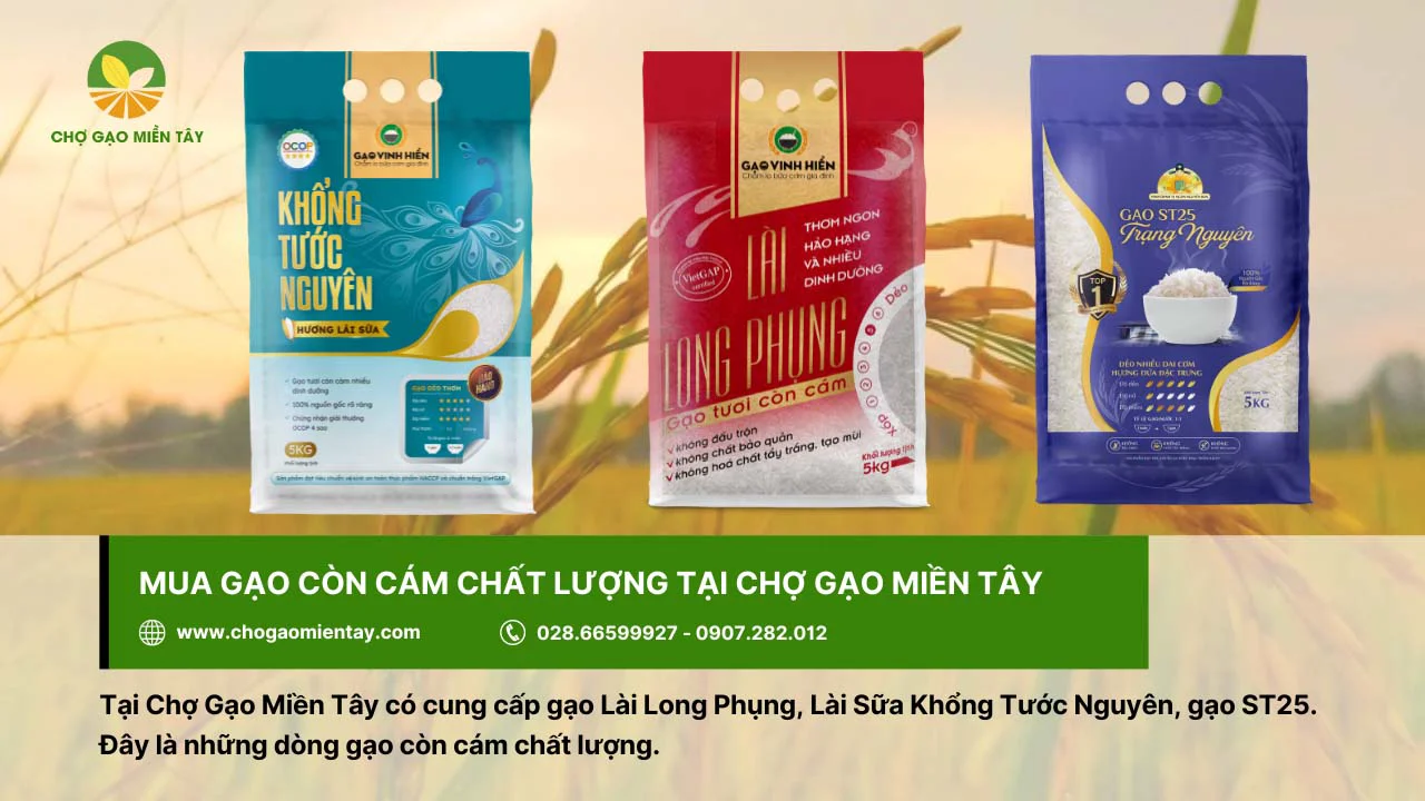 Chợ Gạo Miền Tây cung cấp gạo còn cám chất lượng