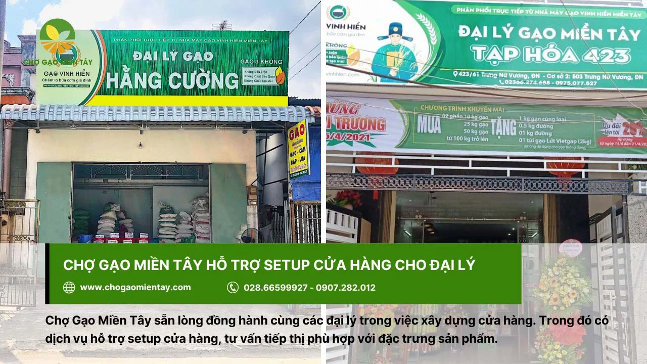Chợ Gạo Miền Tây hỗ trợ setup cửa hàng cho đại lý