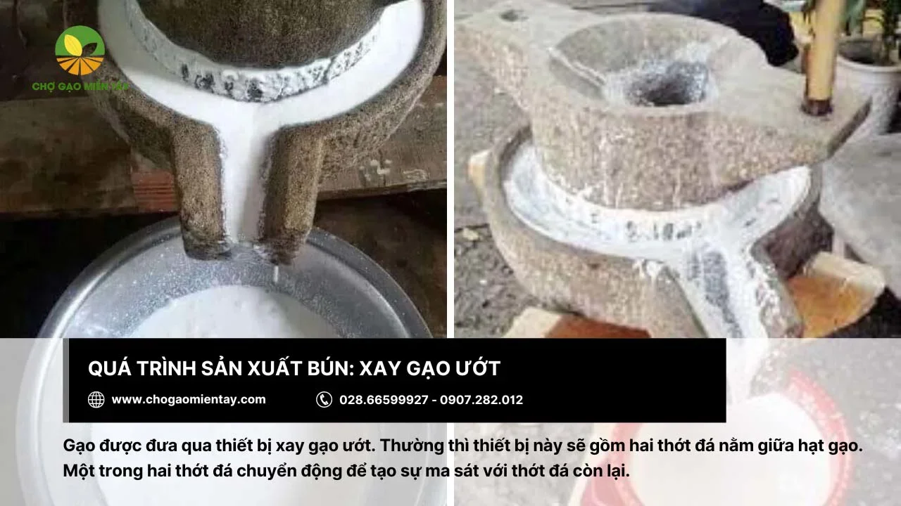 Giai đoạn xay gạo ướt giúp phá vỡ protein bên ngoài hạt gạo