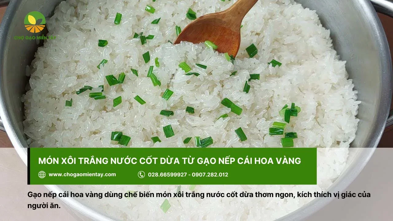 Món xôi trắng nước cốt dừa thơm ngon