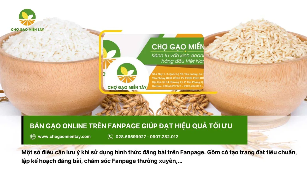 Cần tạo trang Fanpage đạt tiêu chuẩn kinh doanh gạo online