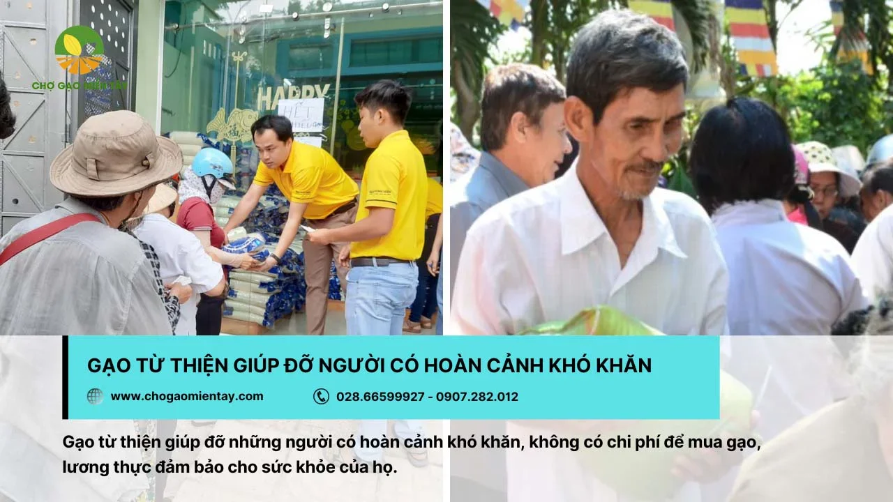Gạo từ thiện giúp đỡ những người gặp khó khăn