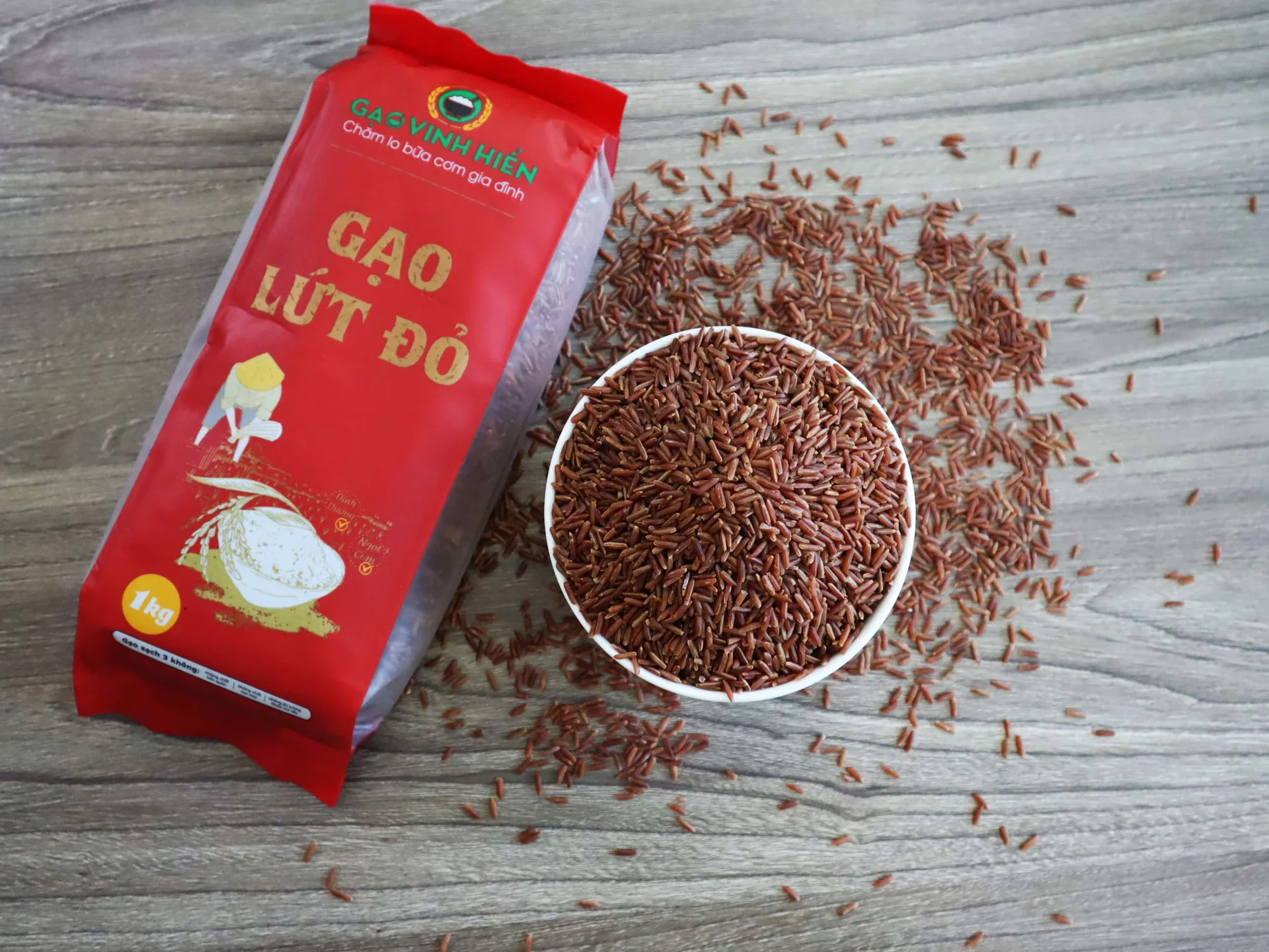 gạo lứt đỏ vinh hiển cân bằng dinh dưỡng