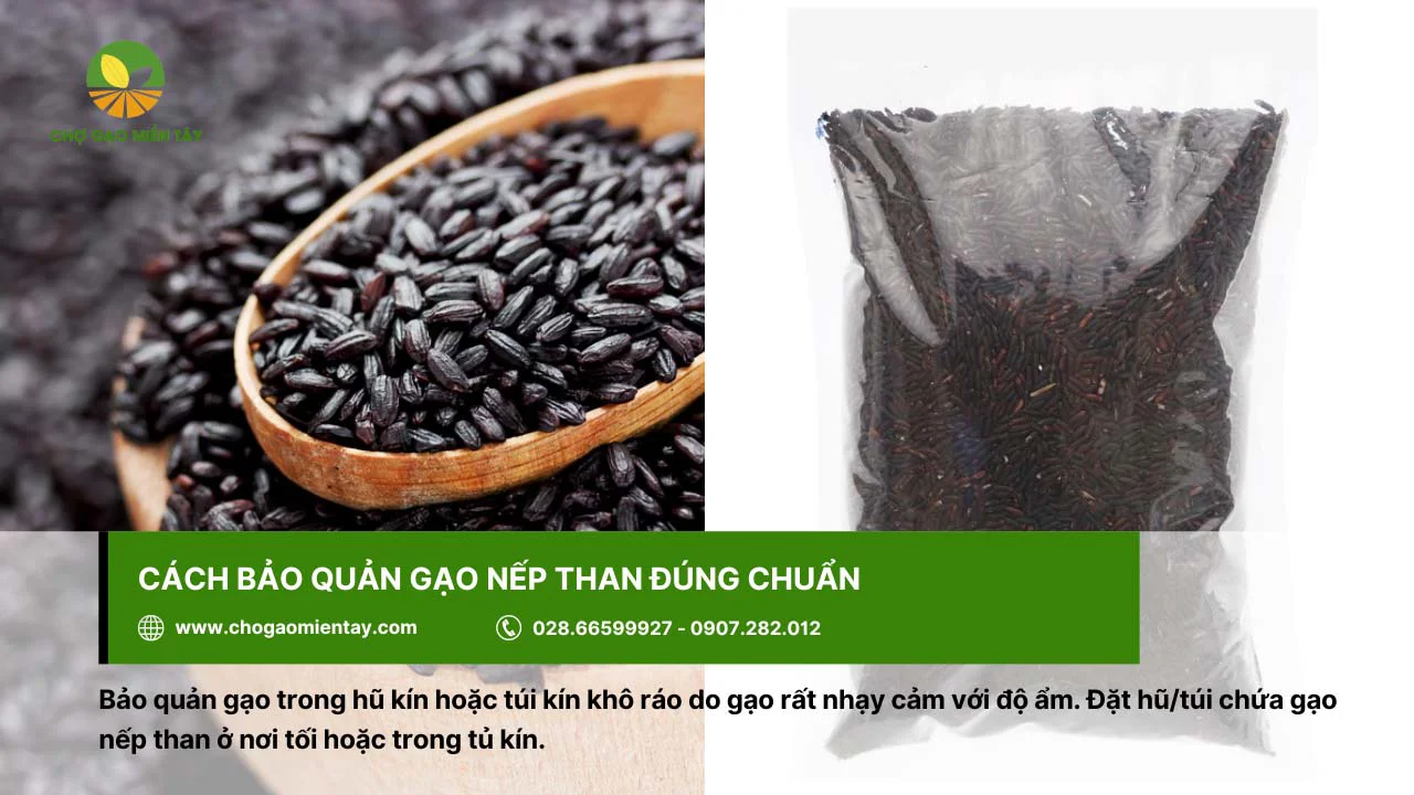 Nên để gạo nếp than ở những nơi thoáng mát và khô ráo
