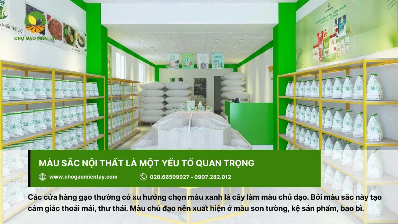 Các cửa hàng gạo thường có xu hướng chọn màu xanh lá cây