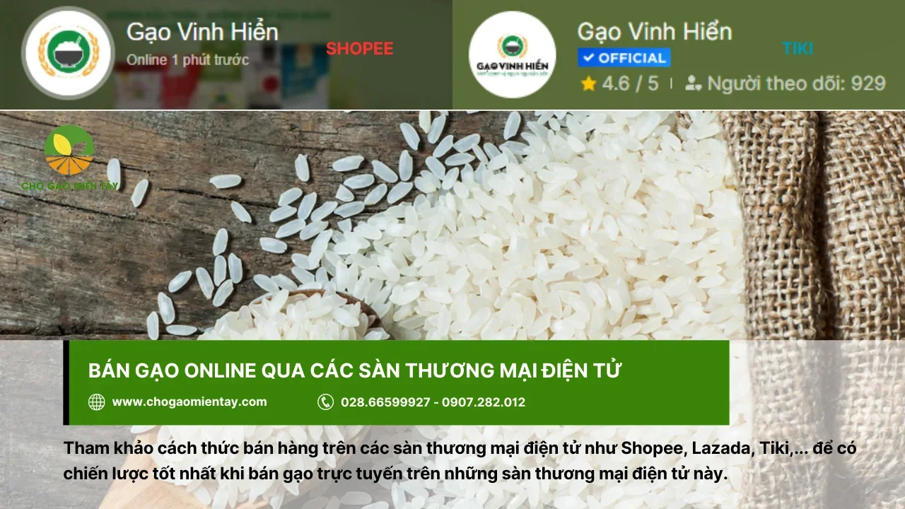 Bán gạo online qua sàn thương mại điện tử cũng là cách tuyệt vời